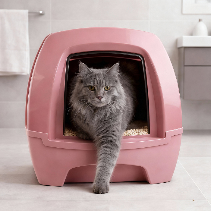 Био-туалет MPS 80'S MAXI для крупных кошек с выдвижным лотком 62х47х49см, бежевый