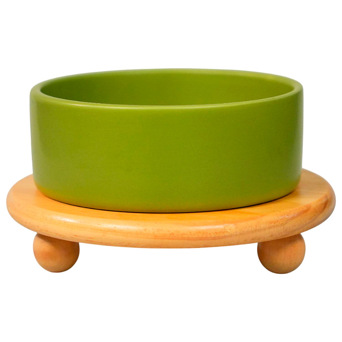 Миска Mr.Kranch Bamboo керамическая зеленая на бамбуковой подставке 850 мл