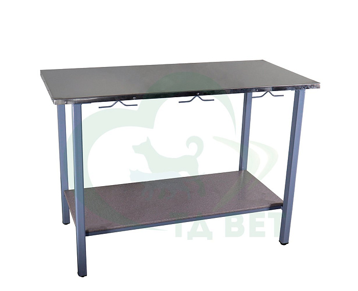 ТД ВЕТ Стол ветеринарный универсальный СВУ-50.02 нерж. сталь, п-обр каркас, 1300x600x900h мм (каркас серый)