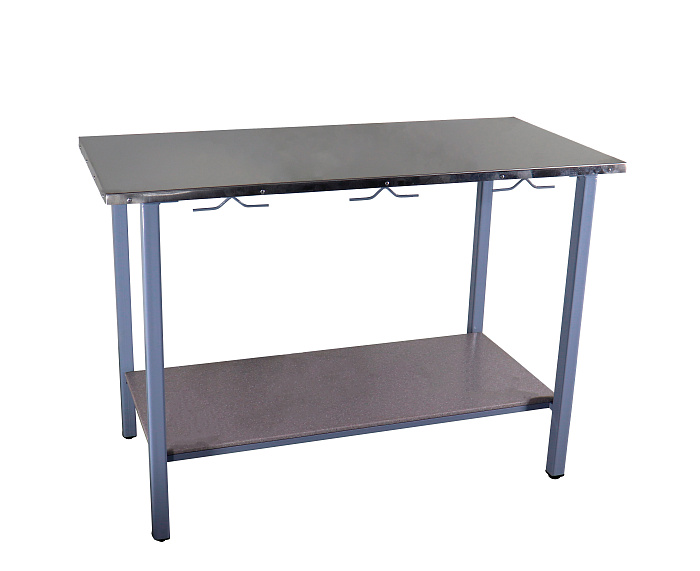 ТД ВЕТ Стол ветеринарный универсальный СВУ-50.02 нерж. сталь, п-обр каркас, 1300x600x900h мм (каркас серый)