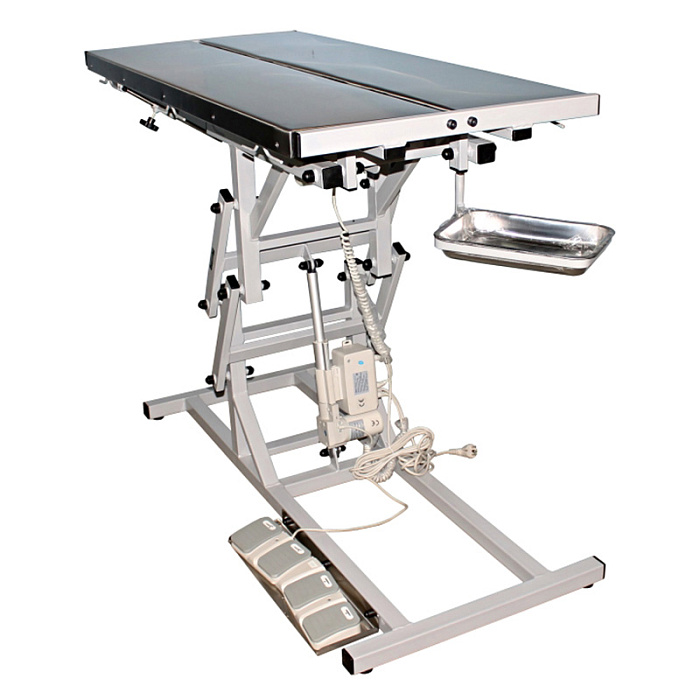 ТД ВЕТ Стол ветеринарный СВУ-7, два электропривода, регулировка высоты и наклона, V-образная столешница (каркас белый)