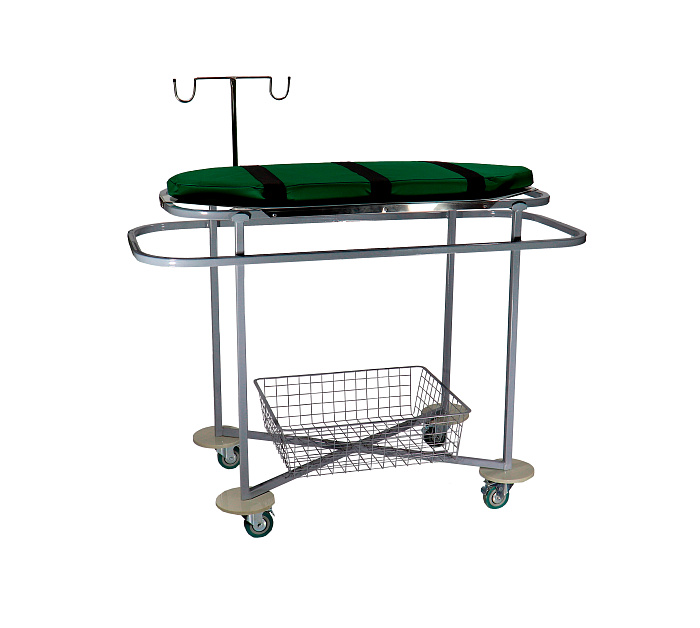 ТД ВЕТ Тележка ветеринарная СВУ-20.11 с носилками, матрацем, штативом 1200x500x900h (каркас серый)