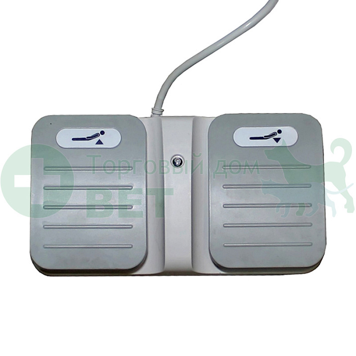 ТД ВЕТ Стол ветеринарный стоматологический VETBOT-77 с мойкой, столешница перф. лист нерж.сталь,  1300x600x(300- 1190)h мм (каркас серый, пульт ножной