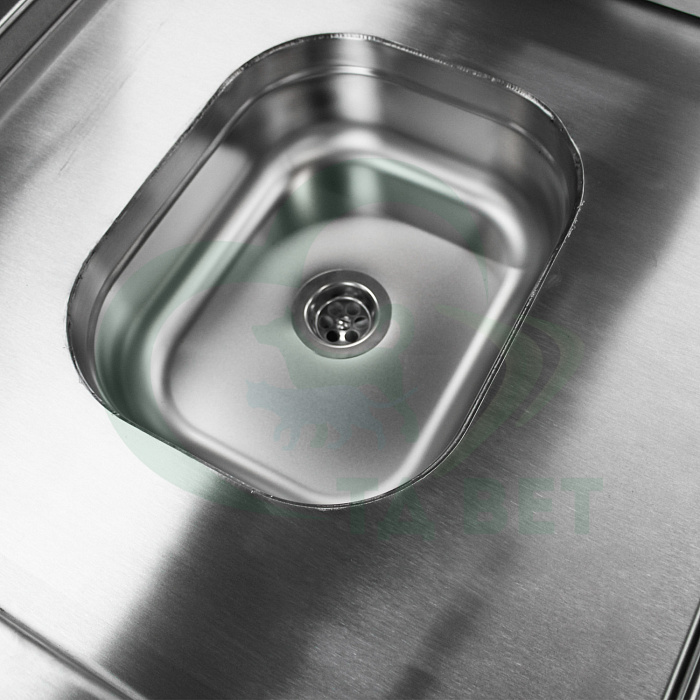 ТД ВЕТ Стол ветеринарный стоматологический VETBOT-77 с мойкой, столешница перф. лист нерж.сталь,  1300x600x(300- 1190)h мм (каркас серый, пульт ножной