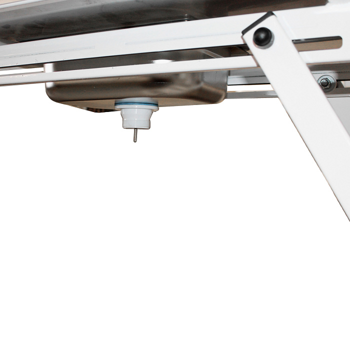 ТД ВЕТ Стол ветеринарный стоматологический VETBOT-77 с мойкой, столешница перф. лист нерж.сталь,  1300x600x(300- 1190)h мм (каркас белый, пульт ножной