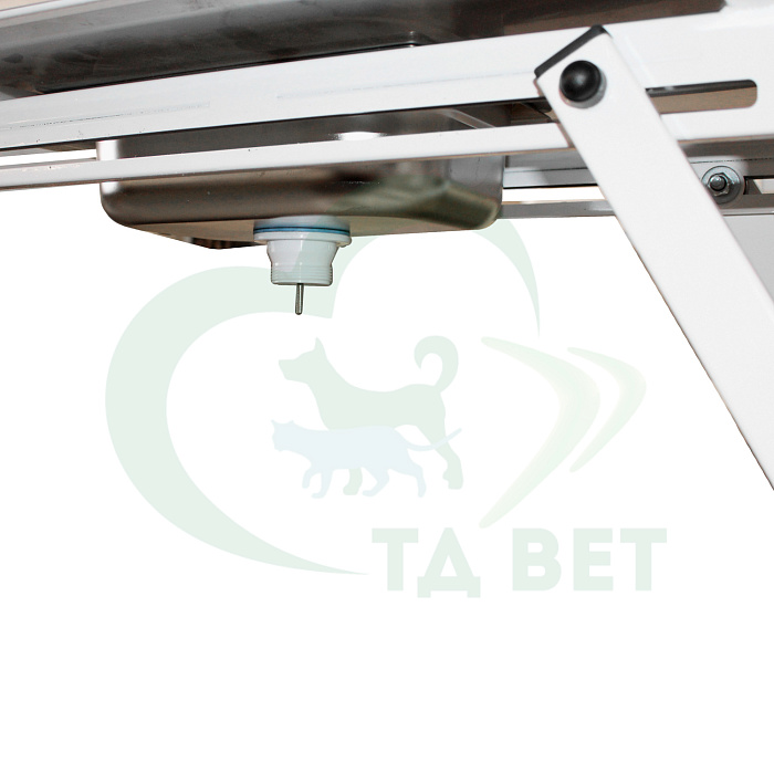 ТД ВЕТ Стол ветеринарный стоматологический VETBOT-77 с мойкой, столешница перф. лист нерж.сталь,  1300x600x(300- 1190)h мм (каркас белый, пульт ножной