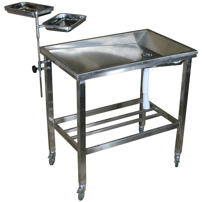 ТД ВЕТ Стол ветеринарный для вскрытия животных СВУ-61.02 нерж/краска 1200x780x800h мм (каркас белый)