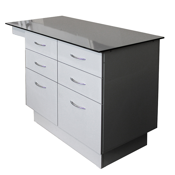 ТД ВЕТ Стол смотровой 22.01 с ящиками, вывод столешницы слева, HPL, 1200х580х867h