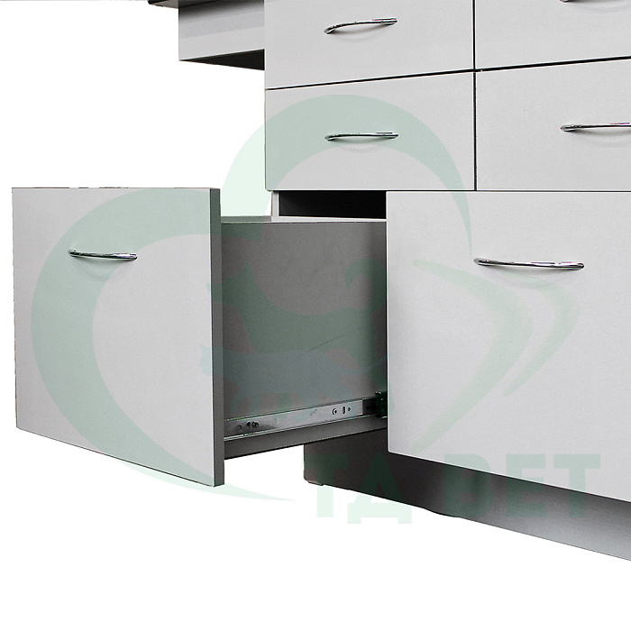 ТД ВЕТ Стол смотровой 22.01 с ящиками, вывод столешницы слева, HPL, 1200х580х867h