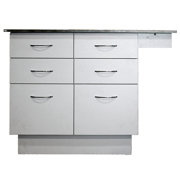 ТД ВЕТ Стол смотровой 22.02 с ящиками, вывод столешницы справа, нерж. сталь, 1200х580х867h