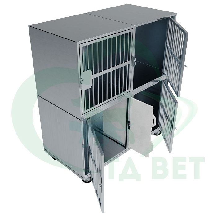 ТД ВЕТ Optima 4 Модуль на 4 клетки 1200х750(600)х1440(1540) мм с колесами