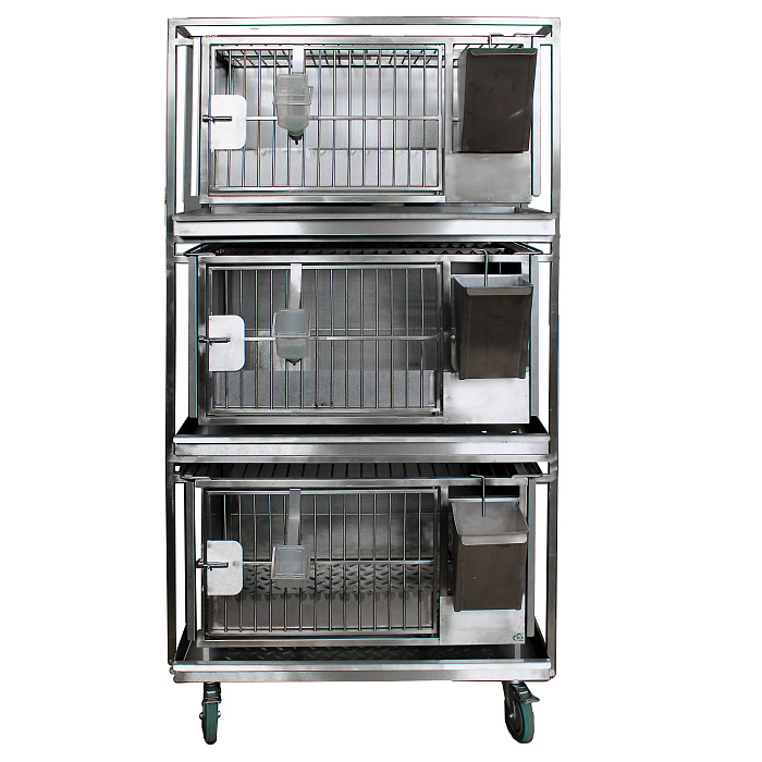 ТД ВЕТ Модуль клеток для лабораторных кроликов 950х500х1700(1860)h с колесами