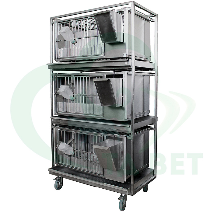 ТД ВЕТ Модуль клеток для лабораторных кроликов 950х500х1700(1860)h с колесами