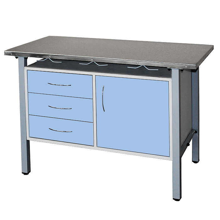 ТД ВЕТ Стол ветеринарный универсальный СВУ-3.07,столеш.нерж. сталь 1300х600х900 мм (фасад голубой)