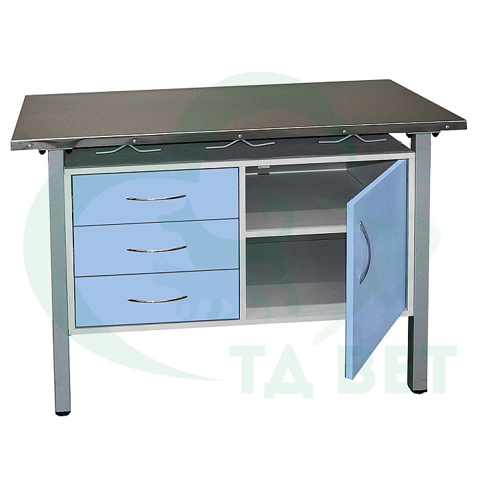 ТД ВЕТ Стол ветеринарный универсальный СВУ-3.07,столеш.нерж. сталь 1300х600х900 мм (фасад голубой)