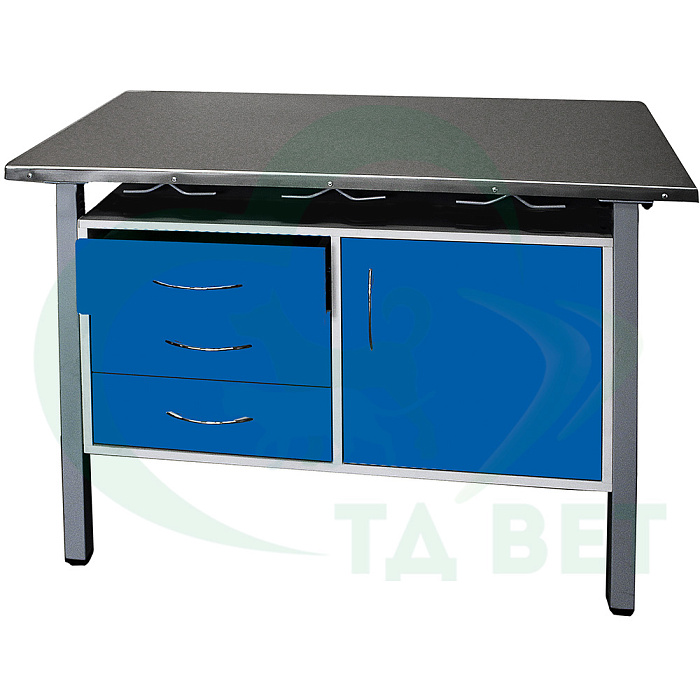 ТД ВЕТ Стол ветеринарный универсальный СВУ-3.07,столеш.нерж. сталь 1300х600х900 мм (фасад делфт-голубой)