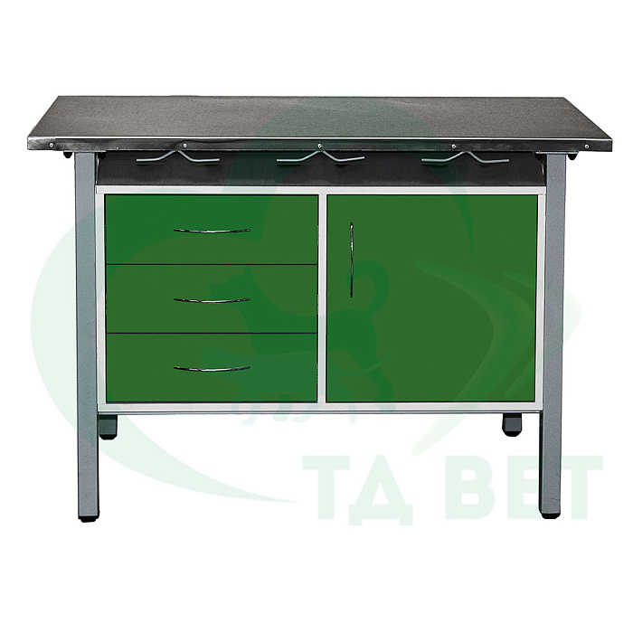 ТД ВЕТ Стол ветеринарный универсальный СВУ-3.07,столеш.нерж. сталь 1300х600х900 мм (фасад папоротник)