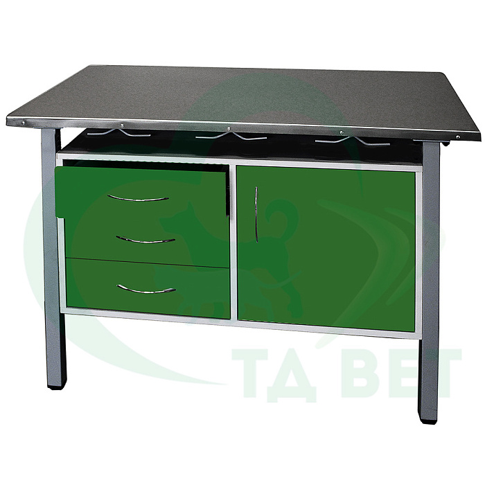 ТД ВЕТ Стол ветеринарный универсальный СВУ-3.07,столеш.нерж. сталь 1300х600х900 мм (фасад папоротник)