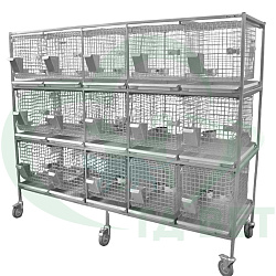 ТД ВЕТ Стеллаж с 15 подвесными клетками для лаб.кроликов 2000х500(650)х1720h