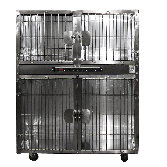 ТД ВЕТ Модуль клеток из нерж. стали, 2х ярусный из 4 клеток 1200х520х1456(1600)h с колесами