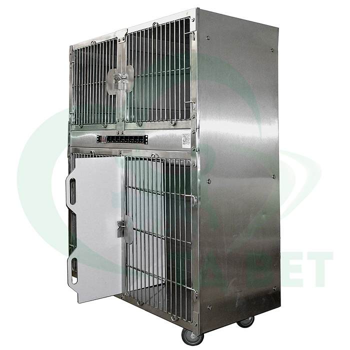 ТД ВЕТ Модуль клеток из нерж. стали, 2х ярусный из 4 клеток 1200х520х1456(1600)h с колесами