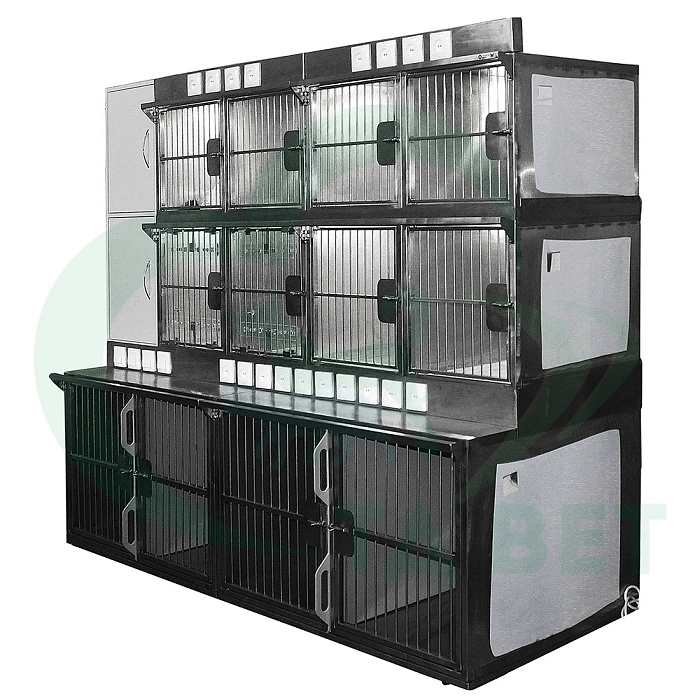 ТД ВЕТ Модуль из 12 клеток нерж стали с освещением ящики ЛДСП 2270х800х1870(1890) мм