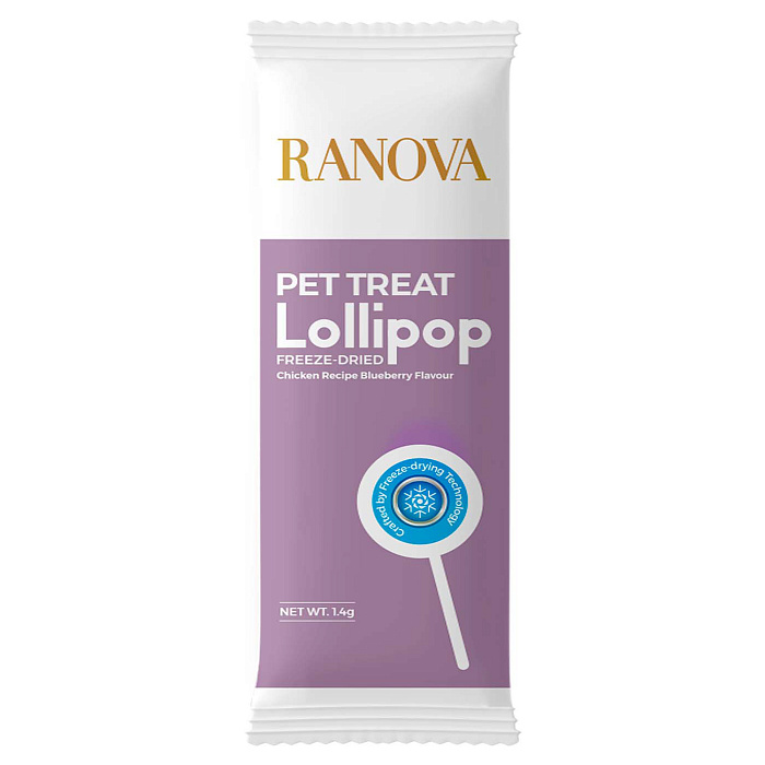 Лакомство Ranova для кошек сублимированное на палочке микс вкусов: козье молоко*3; клюква*3; тыква*3; черника*3; ячмень*3, 1,4 г х 15 шт