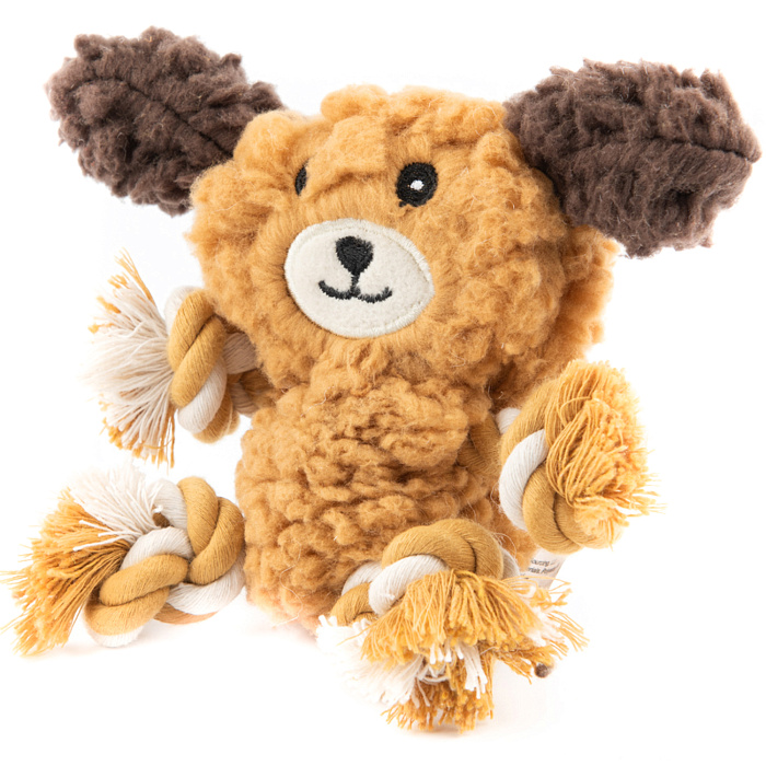 Игрушка AROMADOG Rescue для собак Собачка с канатами 15 см с пищалкой, рыжий