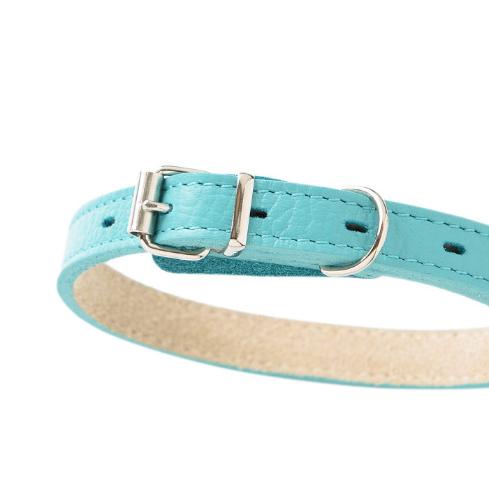 Ошейник Mr.Kranch для собак из натуральной кожи прямой 39-50см бирюзовый СКИДКА 40%
