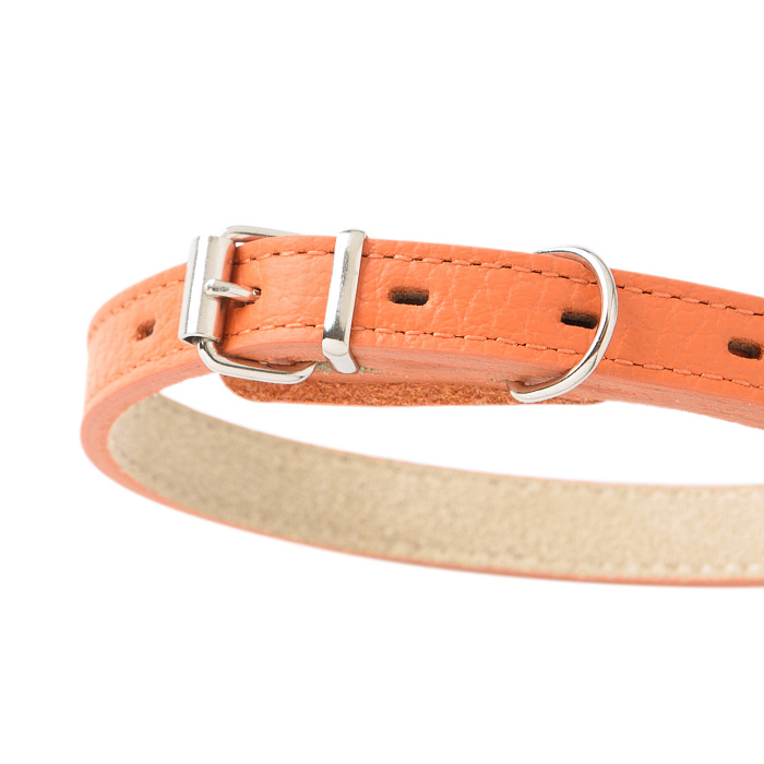 Ошейник Mr.Kranch для собак из натуральной кожи прямой 20-25см оранжевый СКИДКА 40%