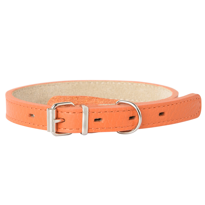 Ошейник Mr.Kranch для собак из натуральной кожи прямой 20-25см оранжевый СКИДКА 40%