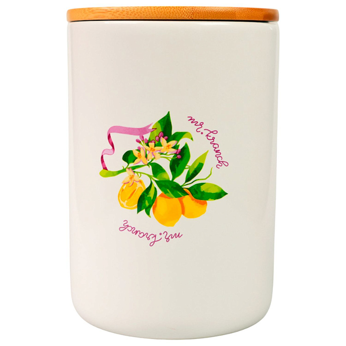 Бокс Mr.Kranch керамический для хранения корма для собак Лимоны из Прованса 1900 мл белый