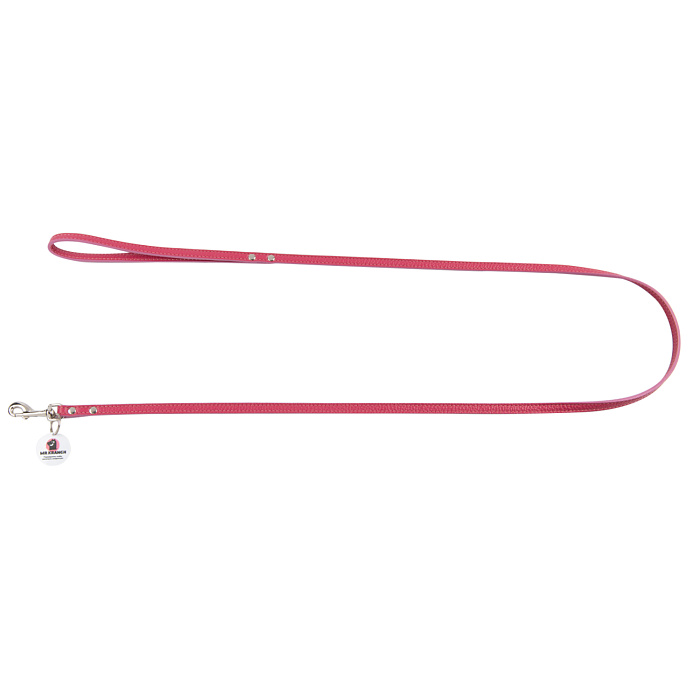 Поводок Mr.Kranch для собак из натуральной кожи с QR-адресником 130см 10мм розовый СКИДКА 40%