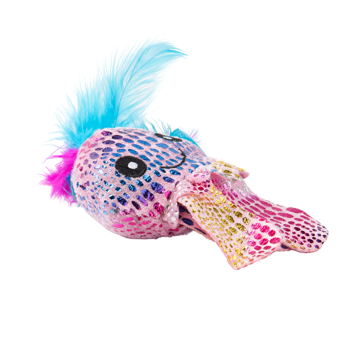 Игрушка Mr.Kranch для кошек Осьминожка плюшевая с кошачьей мятой и перышками 65 см розовая