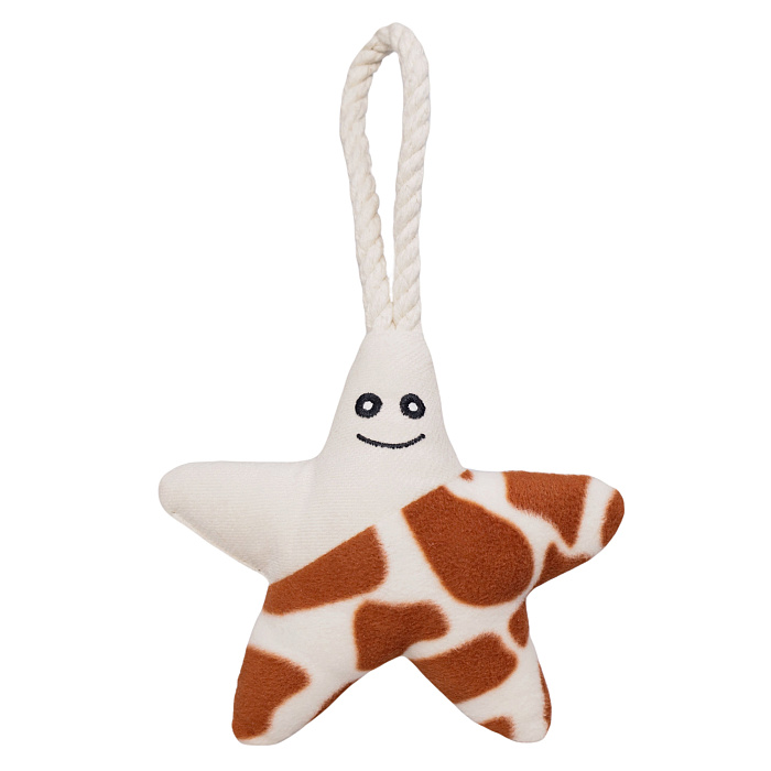 Игрушка Mr.Kranch для собак мелких и средних пород Звездочка с канатом и пищалкой 26х16х5см бежево-пятнистая