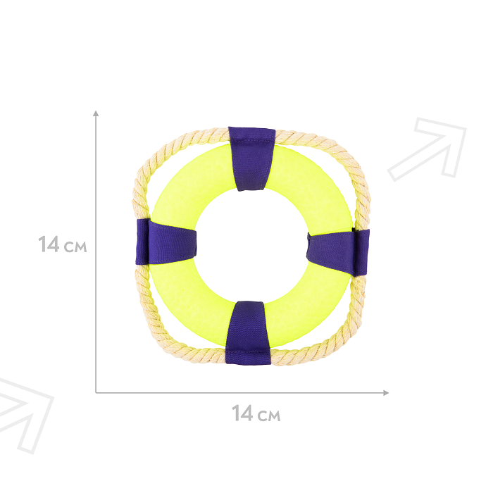 Игрушка Mr.Kranch для собак Кольцо с канатом диаметр 14 см неоновая желтая