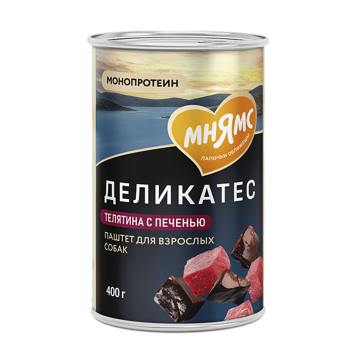 Влажный корм Мнямс Деликатес Паштет из телятины с печенью для собак всех пород "Фегато по-венециански" 400 г