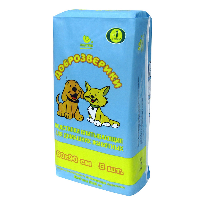 Доброзверики подстилки для животных "Экономичная упаковка" 60х90, 5 шт.