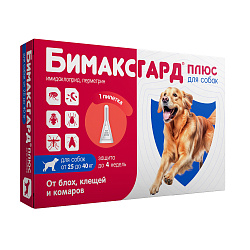 Бимаксгард® ПЛЮС капли для собак 25-40 кг от блох, клещей и комаров (1 пипетка х 4,0 мл)