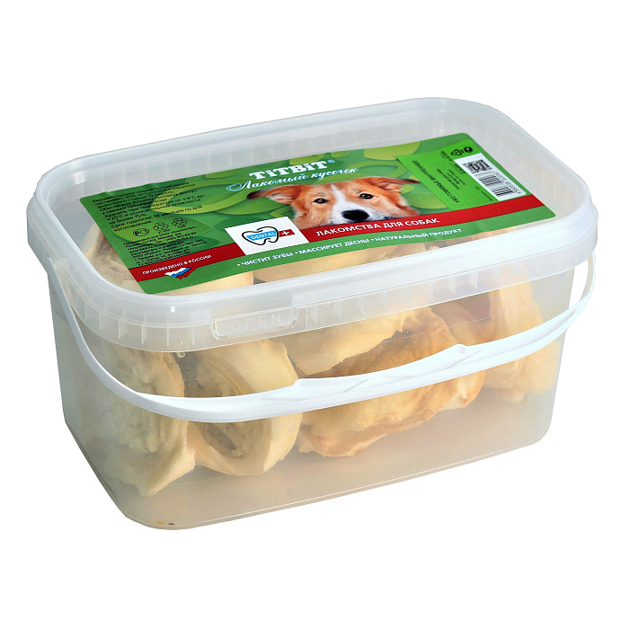 Лакомство TiTBiT Ухо говяжье внутр. для собак - банка пласт. 3.3 л 270 г