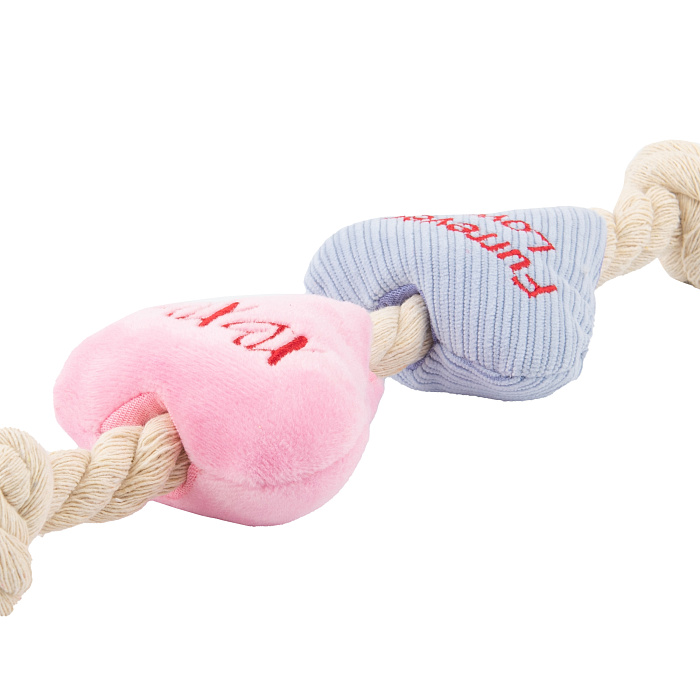 Игрушка Mr.Kranch для собак Канат с сердечками 30*8 см розовая