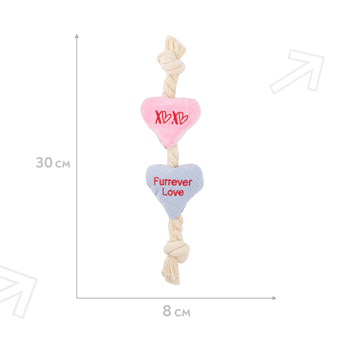 Игрушка Mr.Kranch для собак Канат с сердечками 30*8 см розовая