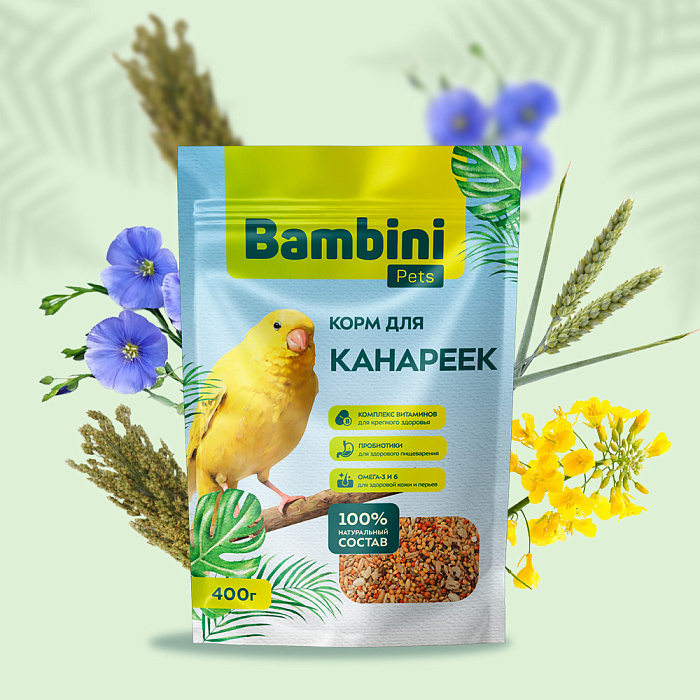 Корм Bambini Pets для канареек, 400 г