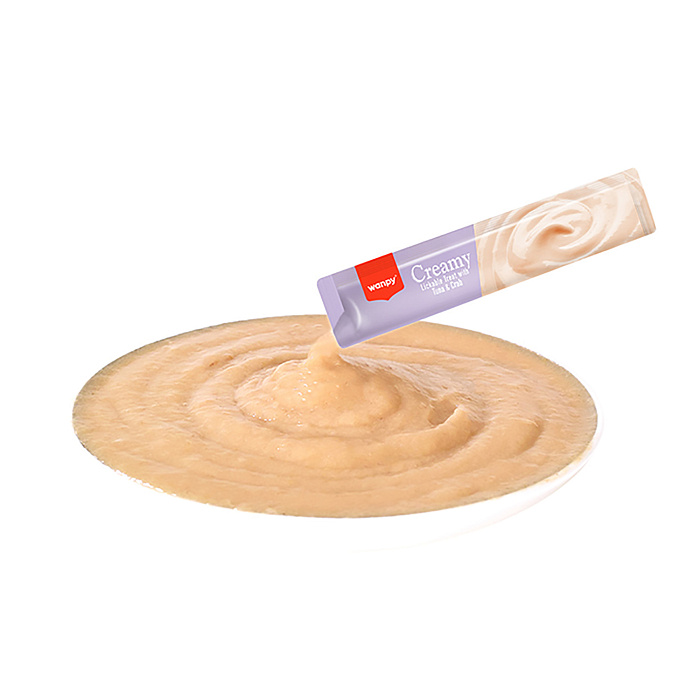 Wanpy Cat Лакомство для кошек "нежное пюре" из тунца и краба 25 шт х14 г