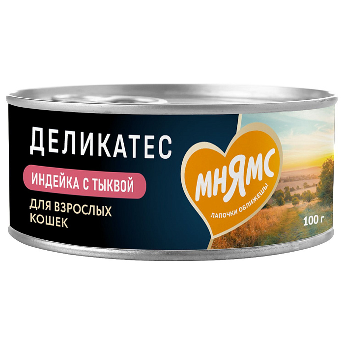 Влажный корм Мнямс Деликатес Индейка с тыквой для кошек "Паштет по-оксфордски" 100 г