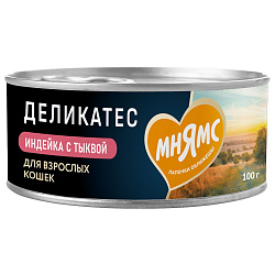 Влажный корм Мнямс Деликатес Индейка с тыквой для кошек "Паштет по-оксфордски" 100 г