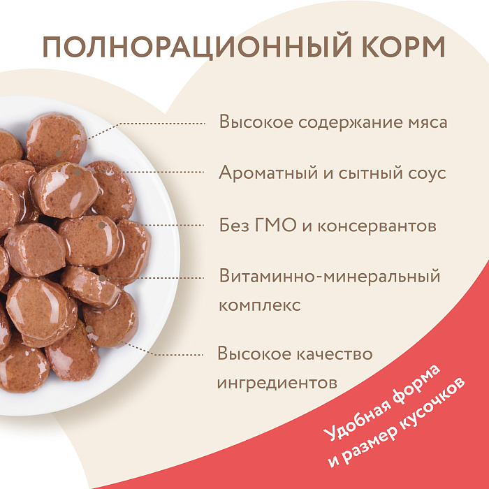 Влажный корм Мнямс На каждый день Кусочки в соусе с лососем для стерилизованных кошек 85 г