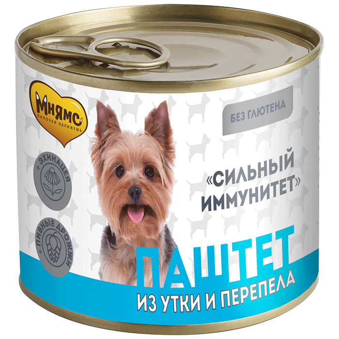 Влажный корм Мнямс На каждый день Паштет из утки и перепела для собак «СИЛЬНЫЙ ИММУНИТЕТ» 200 г