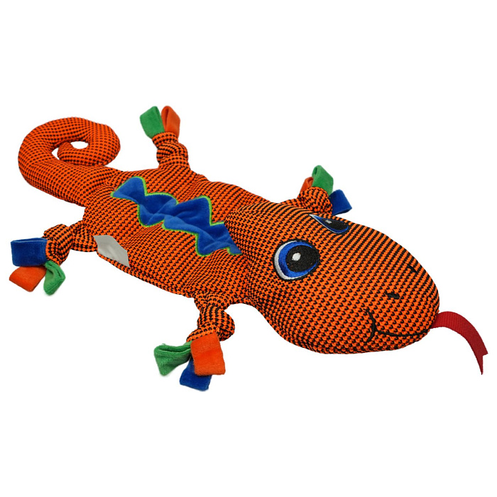 Игрушка Mr.Kranch для собак Ящерка плюшевая с пищалкой 38 см оранжевая