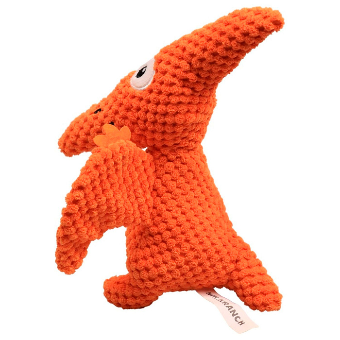 Игрушка Mr.Kranch для собак Птерозавр плюшевая с пищалкой 23 см оранжевая